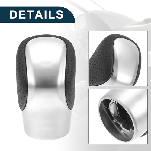 TUCKBOLD Automatic Manual Gear Shifter Knob for Lexus ES350 | Gearbox Stick Shifter Lever Knob Black Silver Tone Plastic and Punched Faux Leather 1 Pcs - Image 4