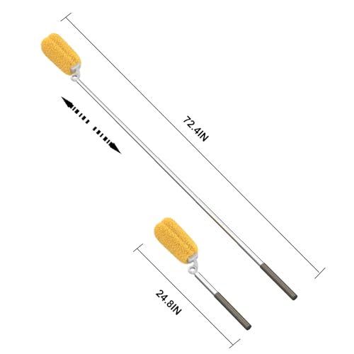 EHOMGUI Long Handle Dusters for Cleaning with 2 Replacement Heads Washable Cleaning Duster Kit with Laundry Mesh Bag Cobweb Duster Extendable Dusting Tool for Home and Office - Image 3