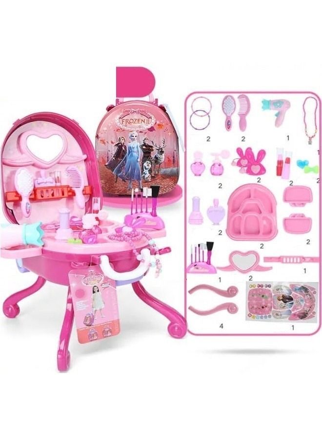 fashionhome مجموعة مكياج ديزني فروزن إلسا وآنا لصندوق مستحضرات التجميل للفتيات - Image 1