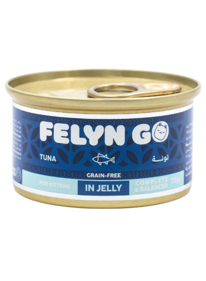 Felyn Go Complete & Balanced Wet Food for Kittens – Tuna in Jelly – 6 x75g Can - Image 1