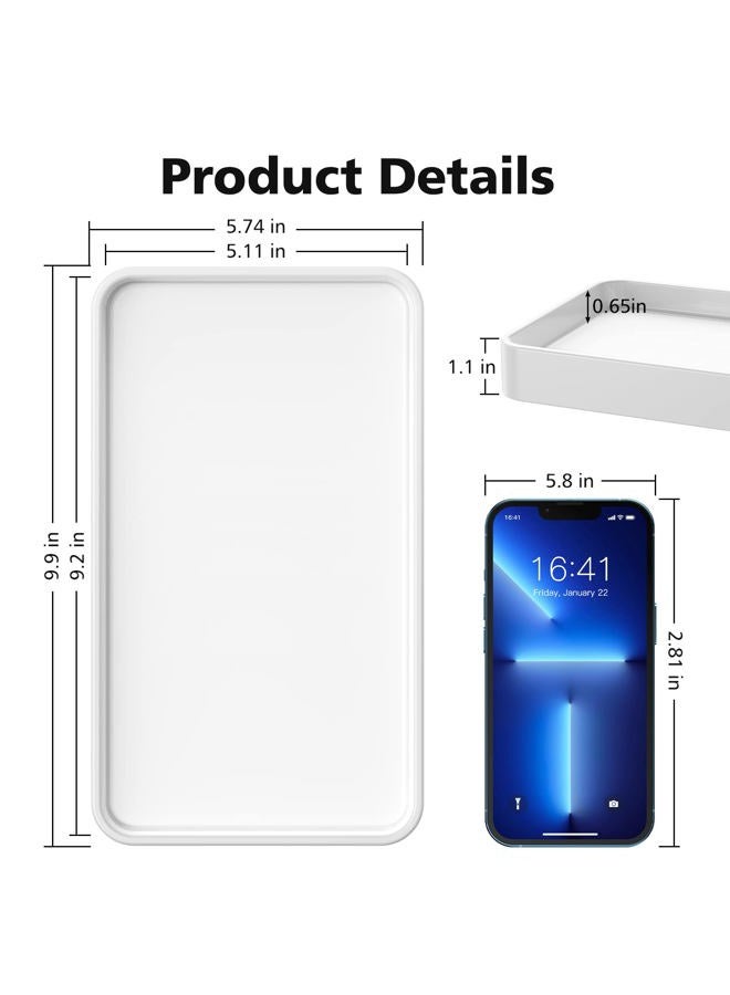 Gurygo Vanity Sink Tray for Bathroom, 9.75" Ceramic Soap Dispenser Tray for Kitchen Sink, Bathroom Trays for Counter, Kitchen Sink Tray for Soap Bottles (White, Set/1) - Image 2