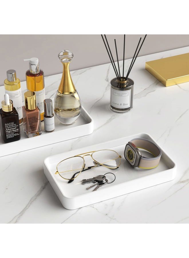 Gurygo Vanity Sink Tray for Bathroom, 9.75" Ceramic Soap Dispenser Tray for Kitchen Sink, Bathroom Trays for Counter, Kitchen Sink Tray for Soap Bottles (White, Set/1) - Image 5