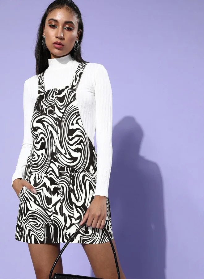 STREET 9 Abstract Printed Cotton Dungaree for Women