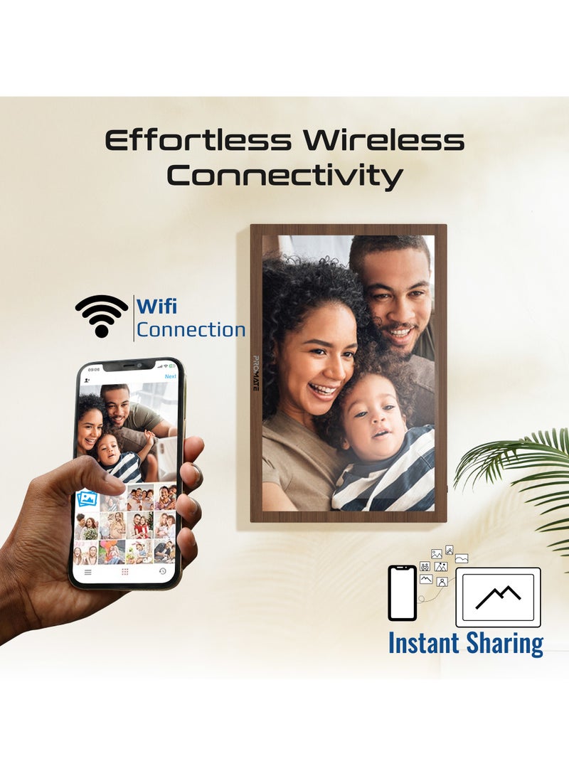 PROMATE Promate Full HD Digital Photo Frame with 15.6-Inch Touchscreen, 32GB Storage, Wireless App Control, Multi Picture & Video Formats Compatibility, USB/TF Card Support, Dual Speakers, Memoria-15  - Image 1