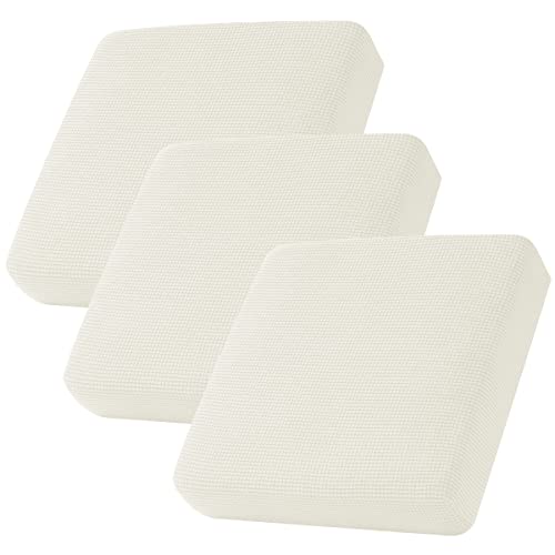 CHUN YI 3Piece Stretch Couch Cushion Covers, Sofa Seat Slipcovers for Pets, Suitable for Armchair Loveseat Sofa with Spandex Jacquard Washable Fabric(3Piece, Ivory White/Cream) - Image 1