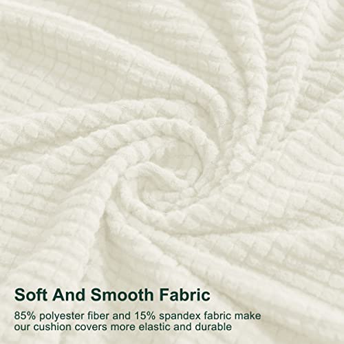 CHUN YI 3Piece Stretch Couch Cushion Covers, Sofa Seat Slipcovers for Pets, Suitable for Armchair Loveseat Sofa with Spandex Jacquard Washable Fabric(3Piece, Ivory White/Cream) - Image 4