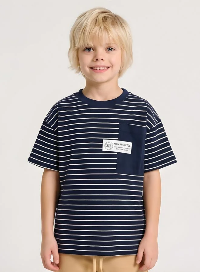 Take Two Boys Stripe with Patch Pocket T-Shirt By Juniorloom