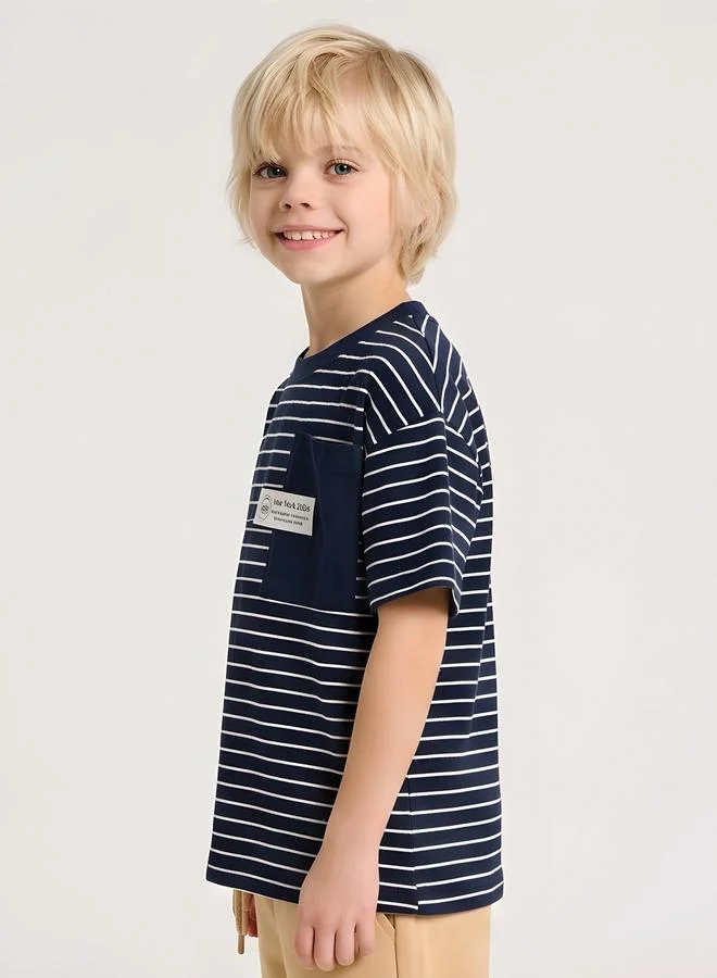 Take Two Boys Stripe with Patch Pocket T-Shirt By Juniorloom