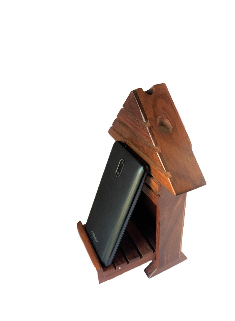 Hut Shape Wooden Mobile Phone Holder - Image 3