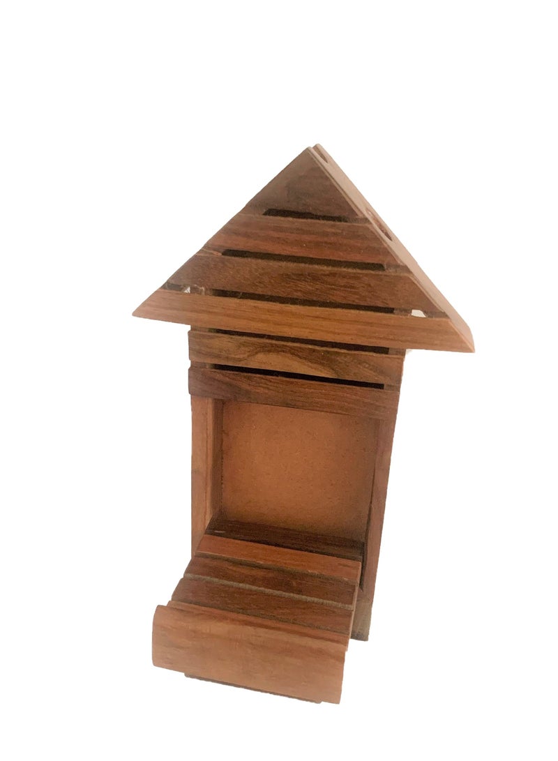 Hut Shape Wooden Mobile Phone Holder - Image 1
