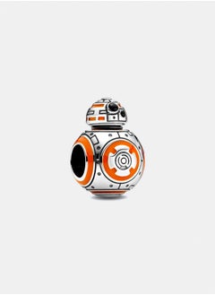 باندورا ستار وورز BB8 حلية من الفضة الاسترليني مع مينا برتقالية وسوداء 
