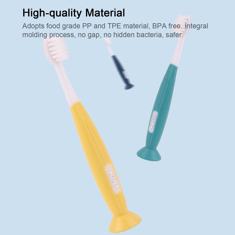 Kids Toothbrushes: 3-6 Age, 0.12mm Very Fine Soft Bristles - Food Grade PP & TPE Material, Pumpkin-Shaped Anti-Slip Handle, Suction Cup, Mini Head for Tender Kids' Mouth - Image 4