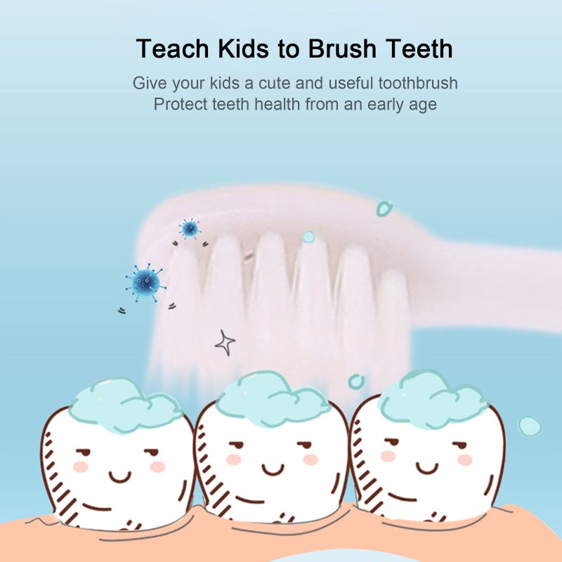 Kids Toothbrushes: 3-6 Age, 0.12mm Very Fine Soft Bristles - Food Grade PP & TPE Material, Pumpkin-Shaped Anti-Slip Handle, Suction Cup, Mini Head for Tender Kids' Mouth - Image 2