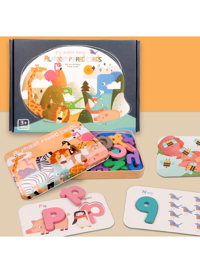 CE CPC Iron Box English Case Numbers And Letters Matching Card English Cognitive Puzzle Early Education Learning Toys-Color:Iron Box Case Digital Alphabet Card  - Image 2