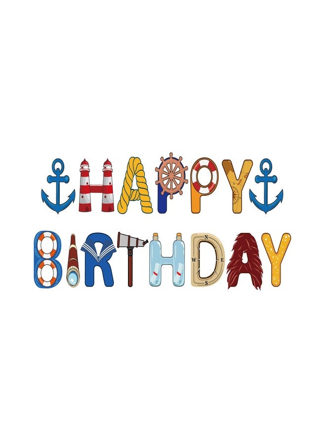 DodelyGz Nautical Happy Birthday Banner-Nautical Party Decorations-Birthday Party Bunting Banner - Image 3