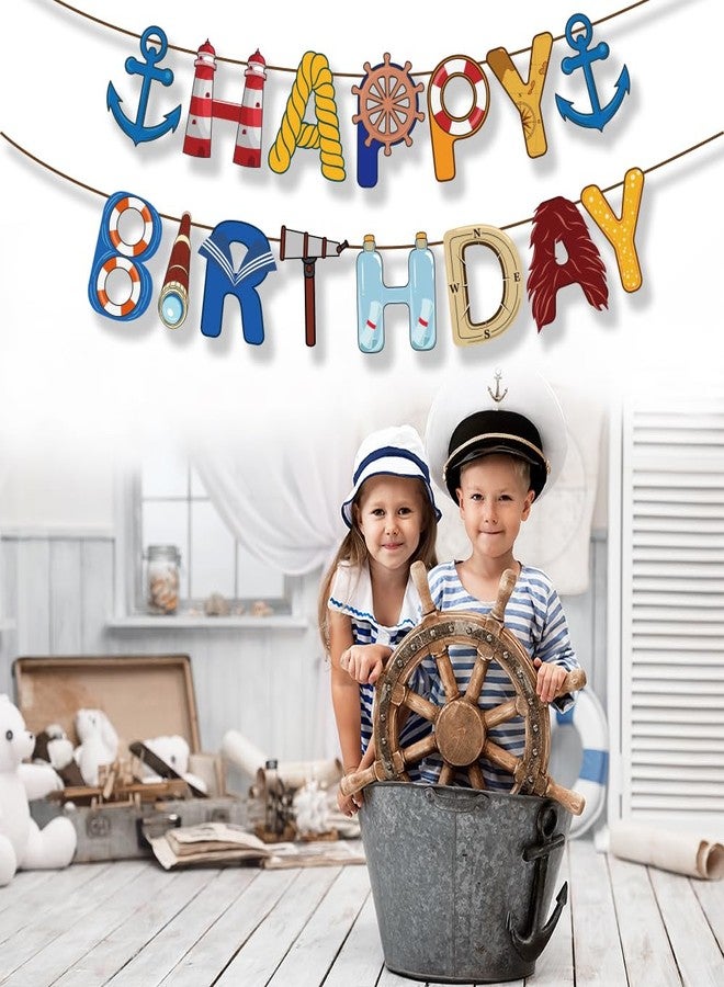 DodelyGz Nautical Happy Birthday Banner-Nautical Party Decorations-Birthday Party Bunting Banner - Image 4
