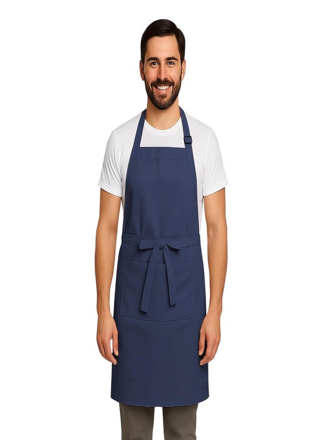 CRASOME Apron for Kitchen | Unisex Cooking Apron with 2 Pockets and Adjustable Straps | Apron for Chef, Hotel, Cafe, Restaurant, Gardening, Workshop (Blue) - Image 1