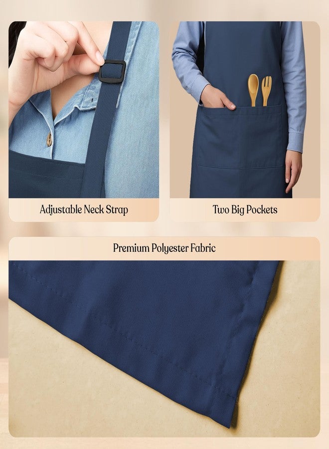 CRASOME Apron for Kitchen | Unisex Cooking Apron with 2 Pockets and Adjustable Straps | Apron for Chef, Hotel, Cafe, Restaurant, Gardening, Workshop (Blue) - Image 3