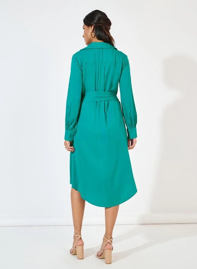Styli Belted Shirtdress Dress