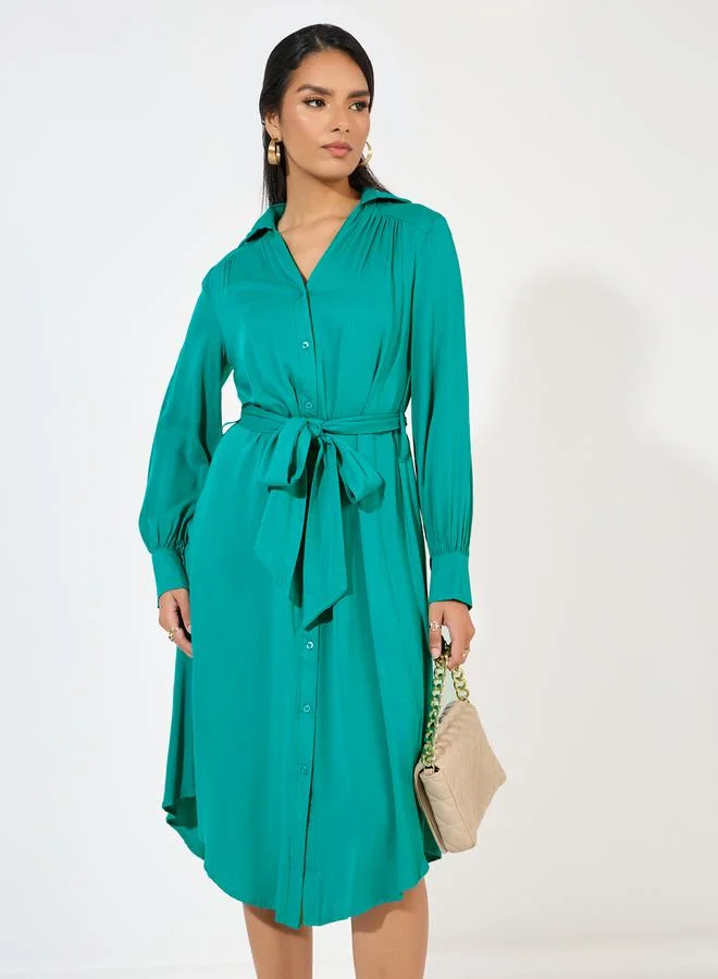 Styli Belted Shirtdress Dress
