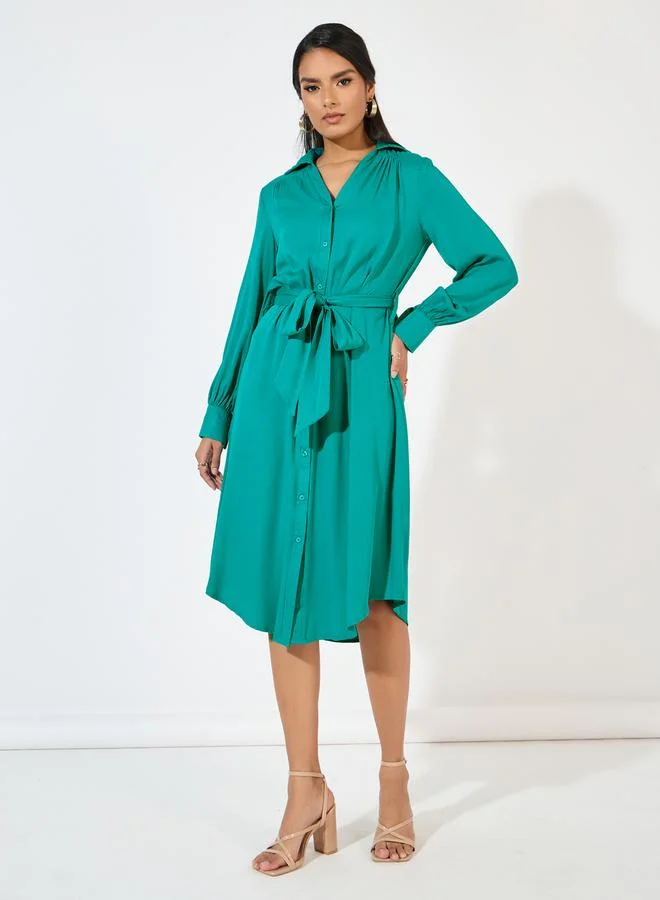 Styli Belted Shirtdress Dress