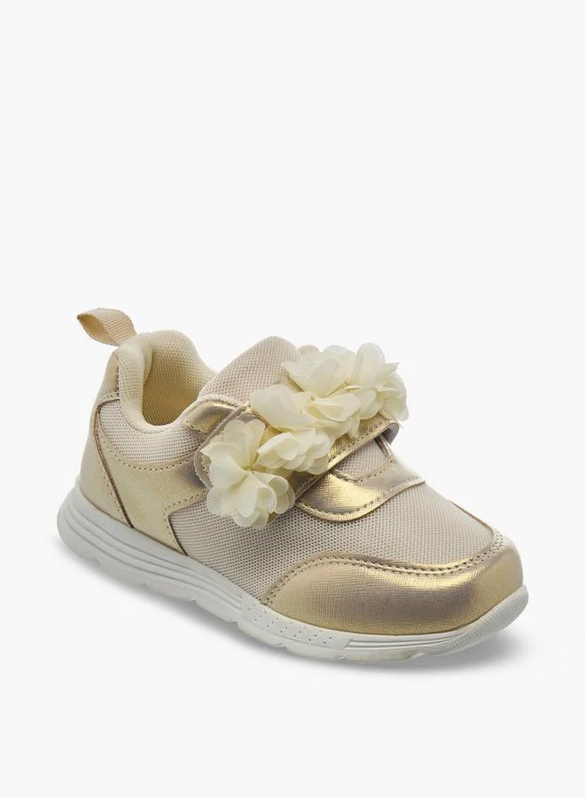 Flora Bella By Shoexpress Girls Floral Embellished Hook & Loop School Sneakers