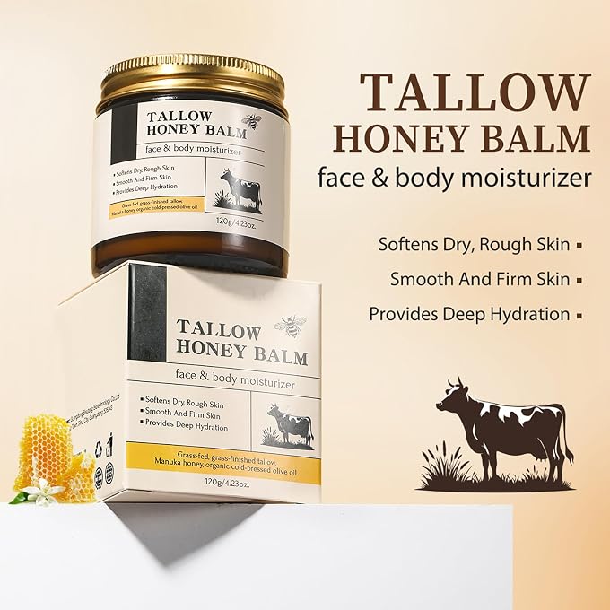 EliiSkinn 120G Beef Tallow Honey Balm  Ultra-Nourishing Organic Grass-Fed Tallow Cream for Face & Body. Deeply Moisturizing Skin Care for Dry, Sensitive Skin. Natural, Rich Balm to Soothe & Repair - Image 3