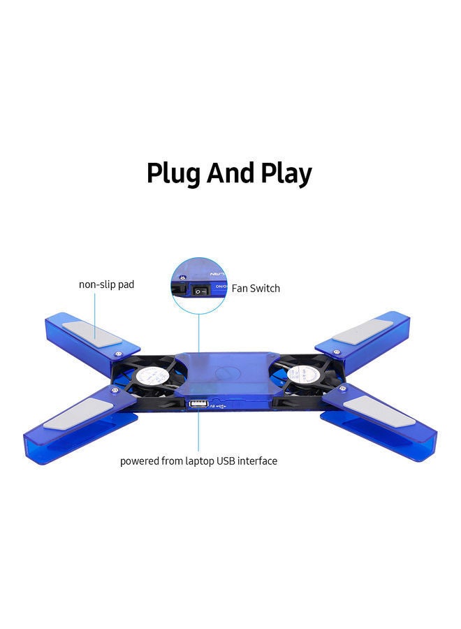 NIBEMINENT Portable DR-2008F Laptop Cooling Pad Blue  - Image 2