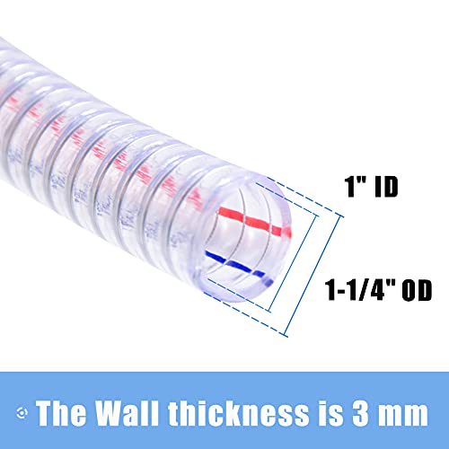 QuQuyi 1 Inch ID x 1-1/4 Inch OD Heavy-Duty Steel Wire Suction PVC Flexible Tubing High Pressure UV Chemical Resistant Thick Vinyl Hose Tube, 3.3 FT - Image 2