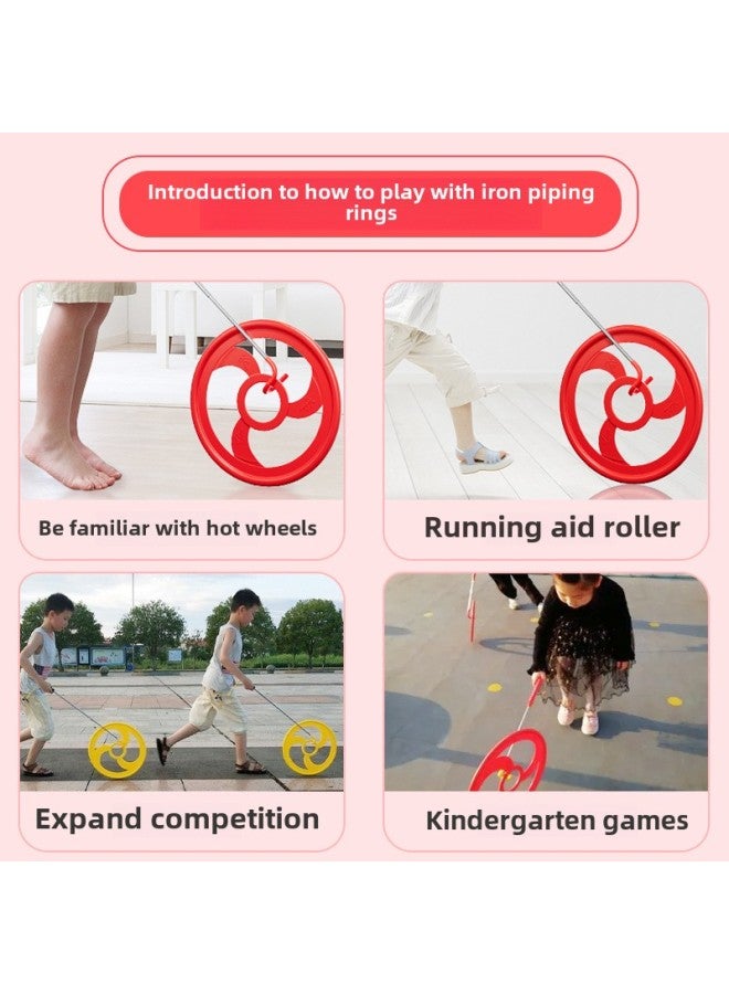 Children's Rolling Ring Rolling Ring Nostalgic Toy Elementary School Student Fun Bold Push Ring Ring Sensory Kindergarten Push Ring-Color:Medium  Fixed Rod♥Hand-eye Coordination♥  - Image 5