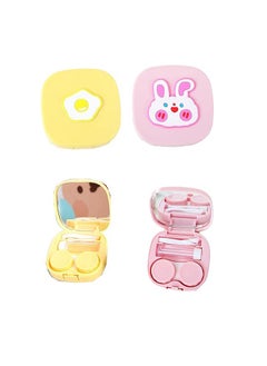 Generic 2Pack Cute Carton Contact Lens Case with Mirror, Portable Soak Storage Kit, Cartoon Contact Lens Box Holder Container for Teen Travel Carry  - Image 1