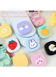 Generic 2Pack Cute Carton Contact Lens Case with Mirror, Portable Soak Storage Kit, Cartoon Contact Lens Box Holder Container for Teen Travel Carry  - Image 2