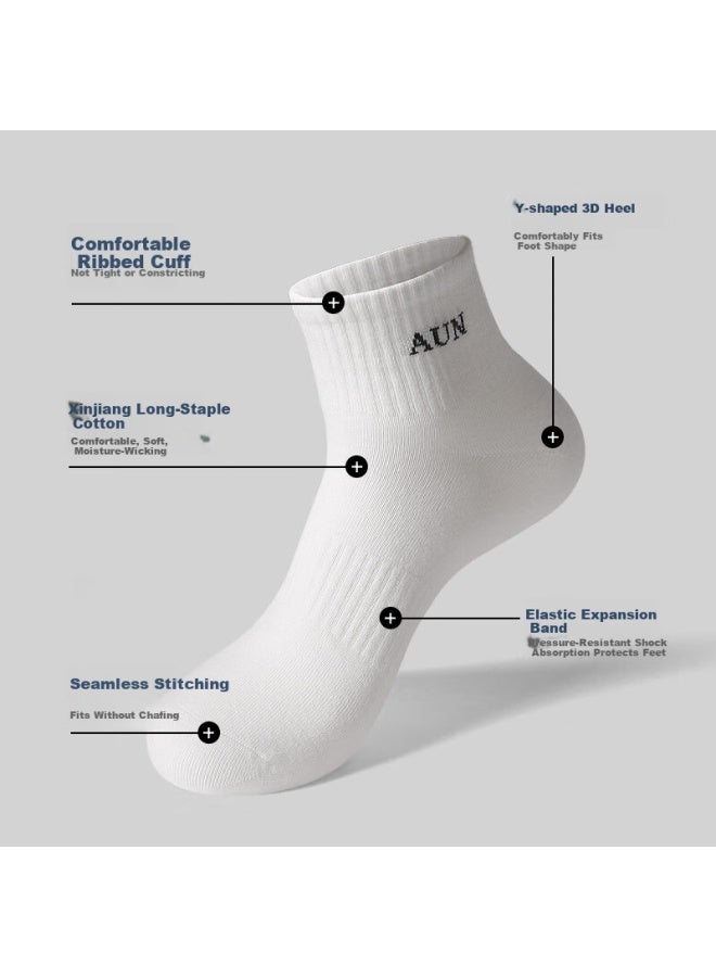 Aun Men's Sports Antibacterial And Deodorant Socks, Grade 7, 3 Black + 3 Dark Gray - Image 2