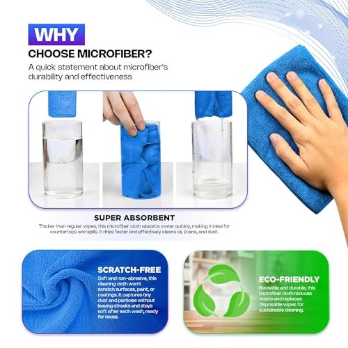 PuroShield Soft Swipe Microfiber Cleaning Cloths - Ultra-Absorbent - 40x40 cm and 340 GSM - Lint-Free, Scratch-Resistant, Quick-Drying, Machine Washable - Perfect for Kitchen Home & Car (Pack of 4) - Image 5