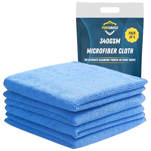 PuroShield Soft Swipe Microfiber Cleaning Cloths - Ultra-Absorbent - 40x40 cm and 340 GSM - Lint-Free, Scratch-Resistant, Quick-Drying, Machine Washable - Perfect for Kitchen Home & Car (Pack of 4) - Image 1