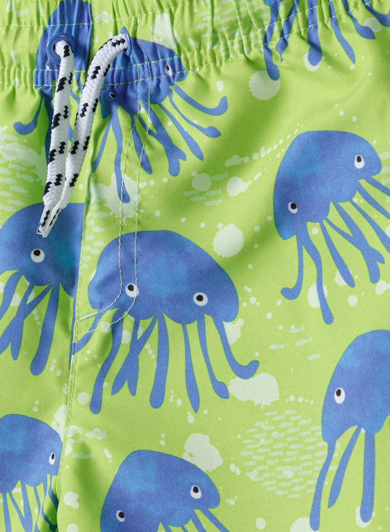 MINOTI Boys' Swim Shorts with Elastic Waist and Adjustable Drawstring