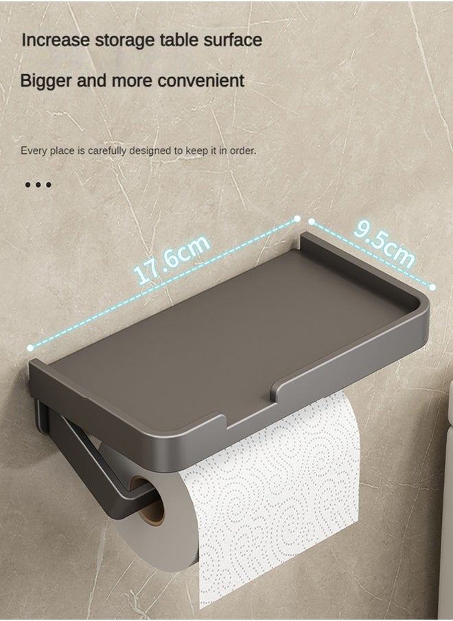 DGSENPI Stainless Steel Toilet Paper Holder, Multifunctional Paper Tissue Rack, Wall Mount Self Adhesive Paper Holder, with Widened Non-Slip Storage Tray, Strong Load-Bearing and Rust-Proof, Perfect for Bathroom and Kitchen, Slant Bar Style  - Image 3