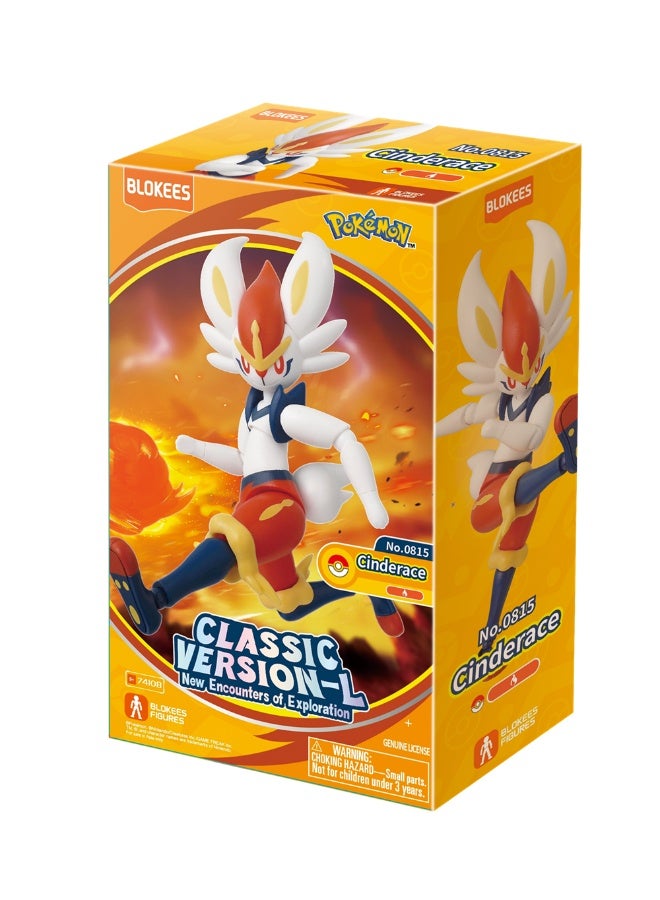 Blokees Pokémon Cinderace Classic Version‑L Model Kit | Buildable Poseable Action Figure for Kids Age 9+ | Fireball Effect with Battle Display Base | Exploration Series Collectible Toy - Image 1
