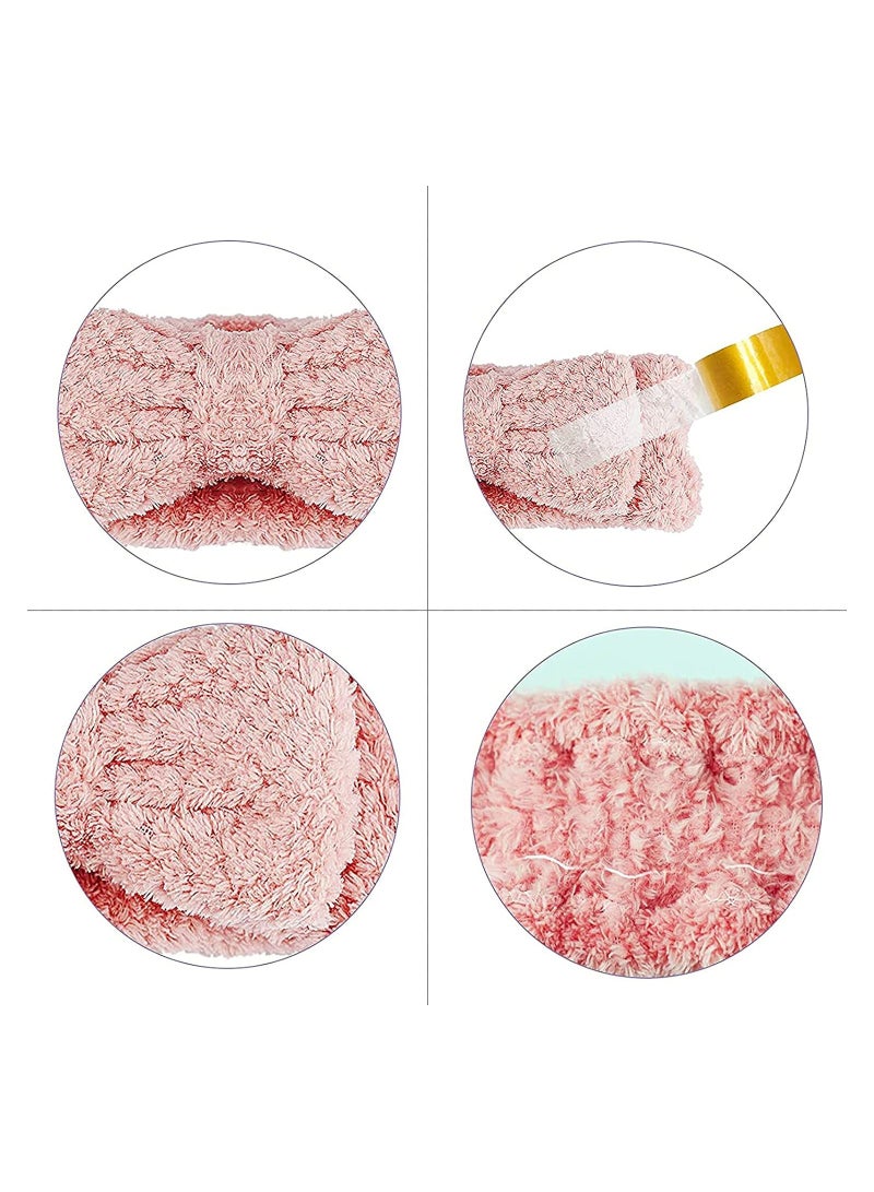 ORiTi 3 Pack Spa Headbands, Elastic Microfiber Headband For Washing Face, Yoga Sports Shower Facial Makeup Headband, Skincare Headbands, Coral Fleece Bowknot Hair Bands For Women - Image 5