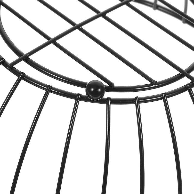 UKCOCO Iron Art Fruit Basket Small round Wire Snack Storage Bowl with Hollow Design, Black Metal Wire Kitchen Countertop Fruit Bowl for Living Room and Dining Table - Image 3