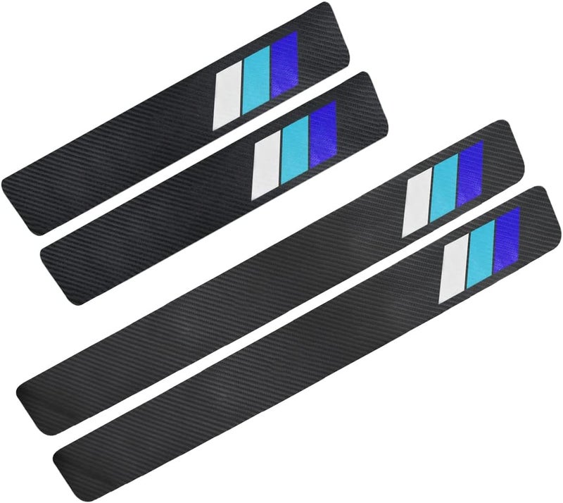 GZSH Tricolor Door Sill Protectors Stickers Fit for Tacoma Tundra 4Runner Sequoia Rav4 Highlander (4 Pack Blue) - Image 1