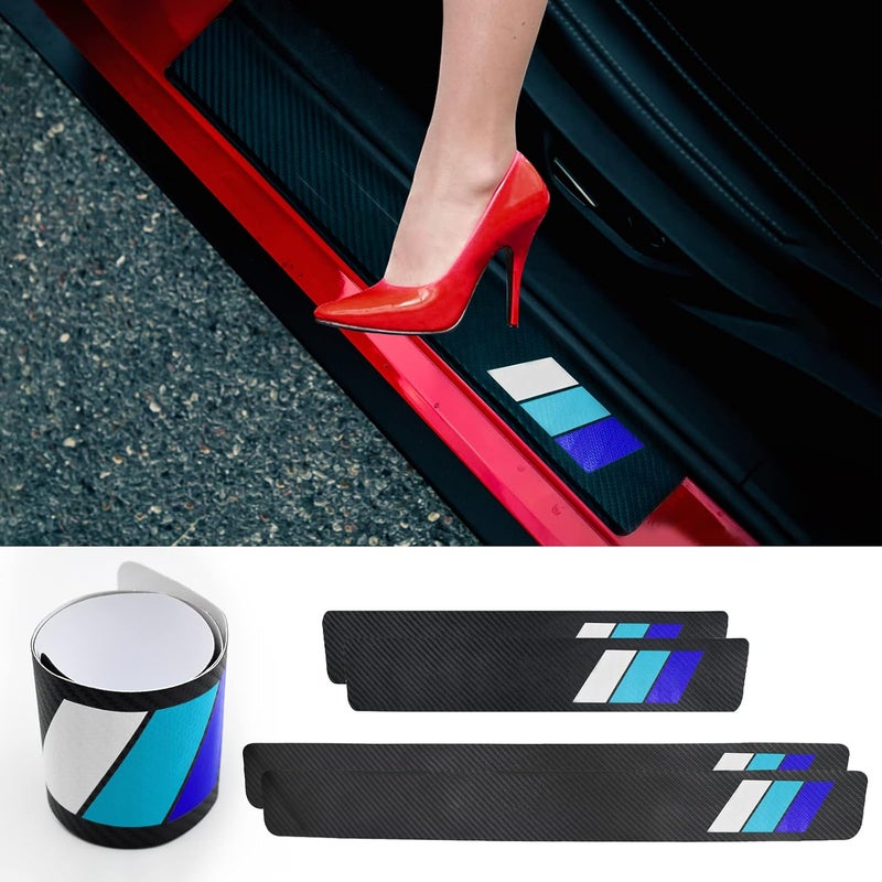 GZSH Tricolor Door Sill Protectors Stickers Fit for Tacoma Tundra 4Runner Sequoia Rav4 Highlander (4 Pack Blue) - Image 2