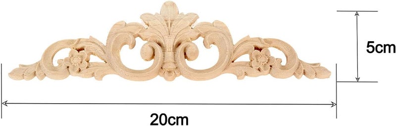 موكسام Muxsam المنحوتة من الخشب المنحوتة على شارات خشبية طويلة تقليم تشكيل الوردة inlays لجدار الباب خزانة باب خزانة خزانة مرآة نقل الأثاث (2 حزمة 20x5 سم/7.9 "× 2) - Image 2