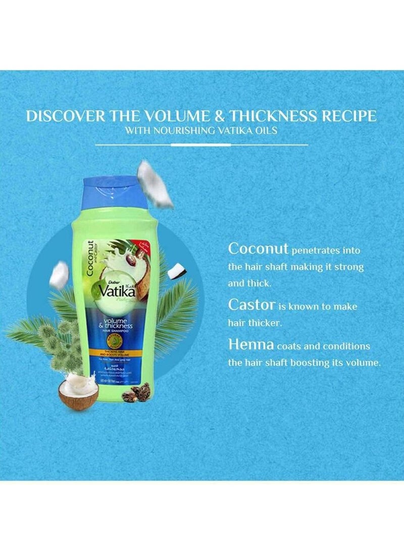 VATIKA Vatika Naturals Coconut and Castor Volume & thickness hair Shampoo 600Ml  - Image 2