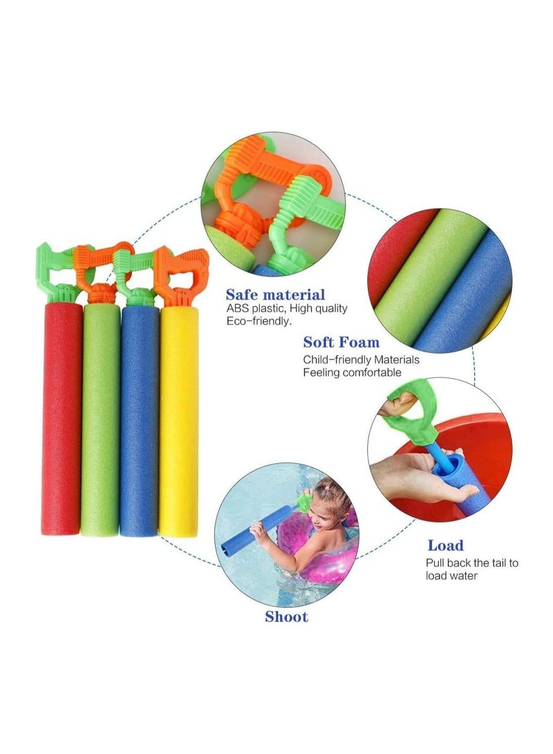 Y&D Water Squirt 4 Pcs Blaster with Long Range Summer Pool Toys for Kid Adult Colorful Children's Series Smoked Pull Type EVA Foam Drawn - Image 2