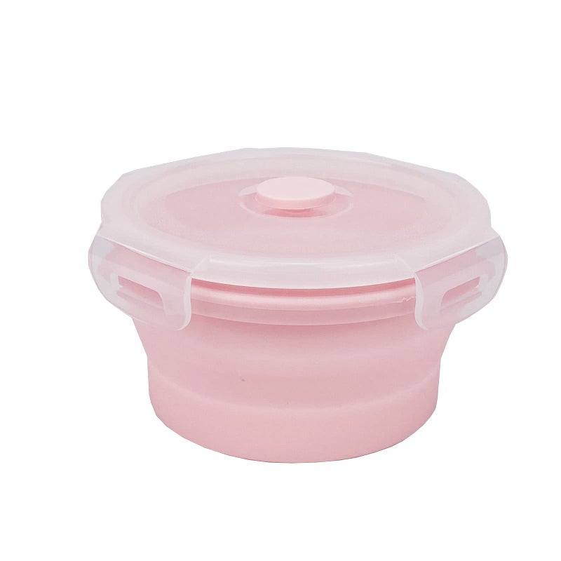 CCyanzi 3piece Round Collapsible Bowl with Lids  Silicone Food Storage Containers  Microwave & Freezer Safe  Space Saving for Kitchen Cabinet and Camping Backpack (Pink) - Image 4