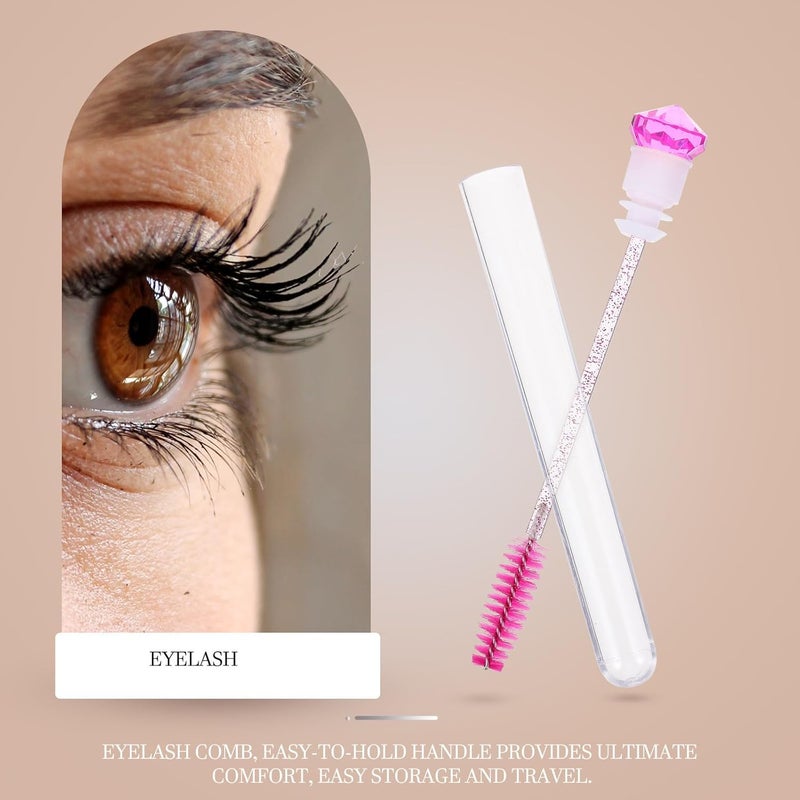 8pcs Rhinestone Eyelash Brush Tubes with Applicator Comb Portable Eyelash Mascara Brushes for Eye Makeup Beauty Tools - Image 4