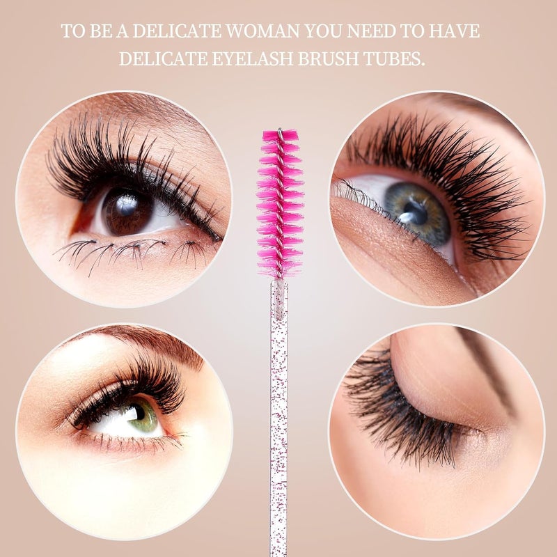 8pcs Rhinestone Eyelash Brush Tubes with Applicator Comb Portable Eyelash Mascara Brushes for Eye Makeup Beauty Tools - Image 5