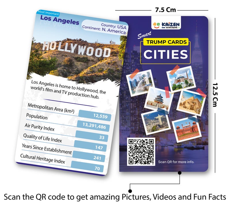 Kaizen MicroLessons World Cities Trump Cards – Educational Geography Game for 7-12 Year olds | Battle with 50 Famous Global Cities | Ideal for Students & Geography Buffs - Image 2