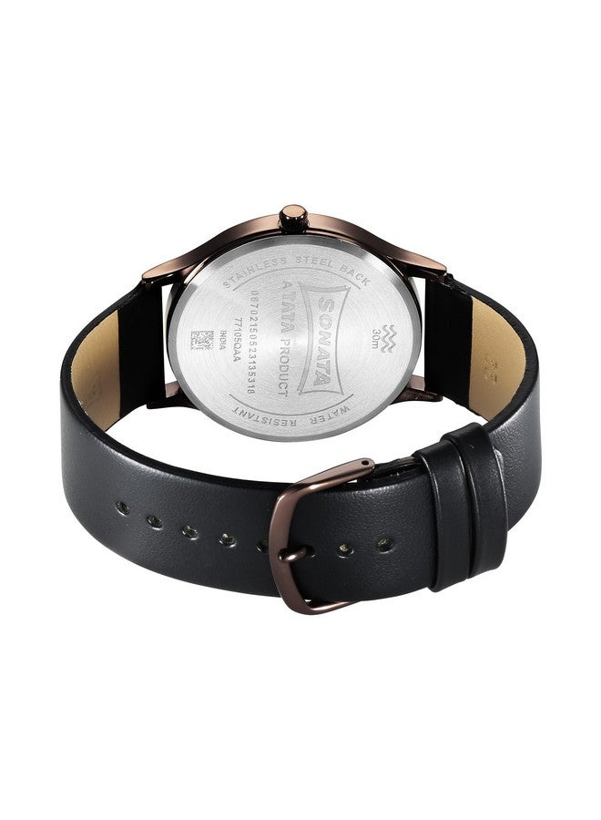 سوناتا ساعة سوناتا أسباير كوارتز أنالوج بمينا فضية وسوار جلدي للرجال - 77105QL03W - Image 4